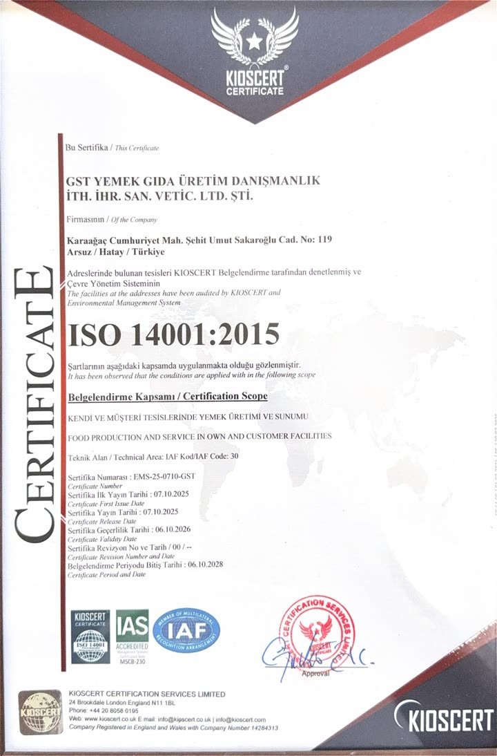 ISO 14001:2015 — KIOSCERT (IAS/IAF akreditasyonlu)
