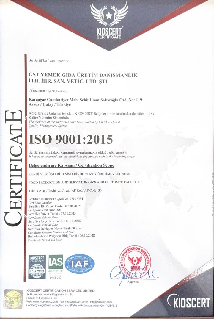 ISO 9001:2015 — KIOSCERT (IAS/IAF akreditasyonlu)